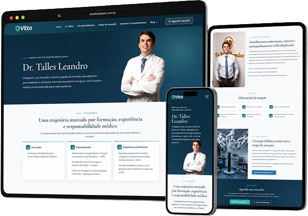 Site do Dr. Talles Leandro em desktop, tablet e celular